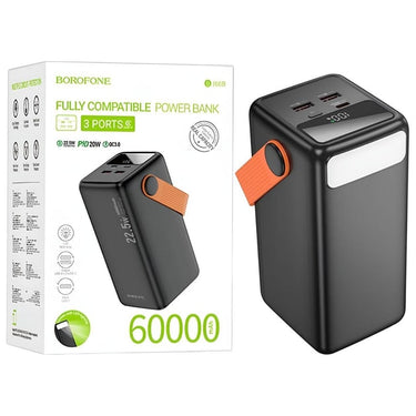 Borofone 22.5W + PD20W 60000mAh Powerbank with handle - Black